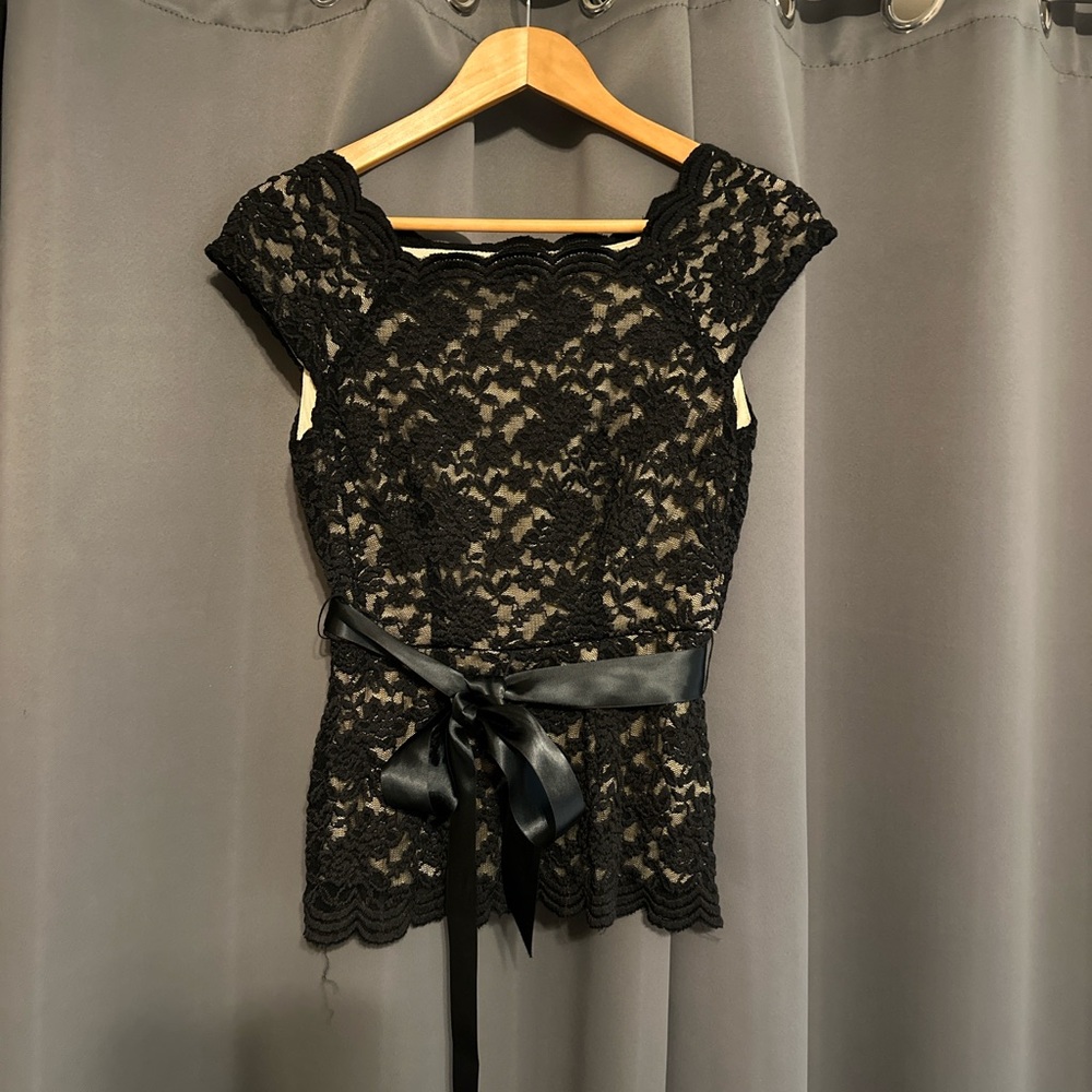 Lace overlay dressy top